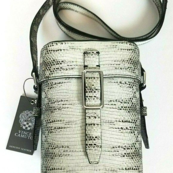 NWT VINCE CAMUTO Pema Crossbody Snake Hard Case Retro Camera Bag - Picture 2 of 5